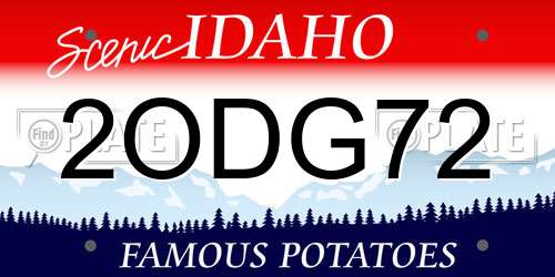 2ODG72 Idaho License Plate