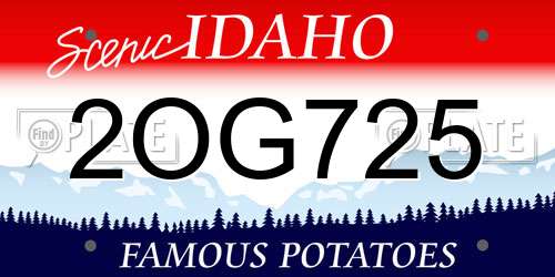 2OG725 Idaho License Plate