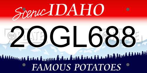 2OGL688 Idaho License Plate