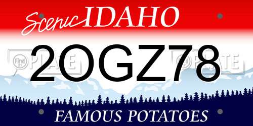 2OGZ78 Idaho License Plate