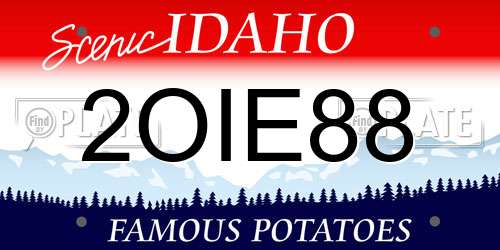 2OIE88 Idaho License Plate