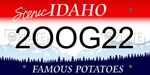 2OOG22 Idaho License Plate