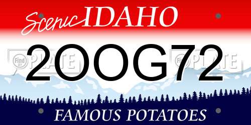 2OOG72 Idaho License Plate