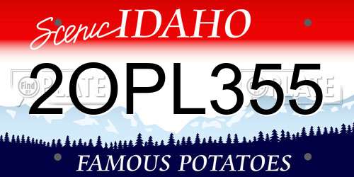 2OPL355 Idaho License Plate