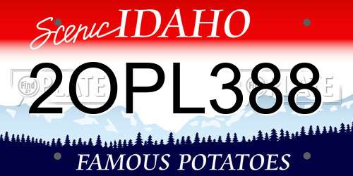 2OPL388 Idaho License Plate