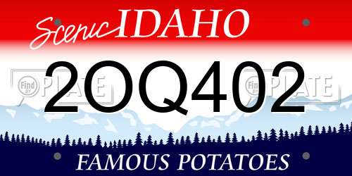 2OQ402 Idaho License Plate