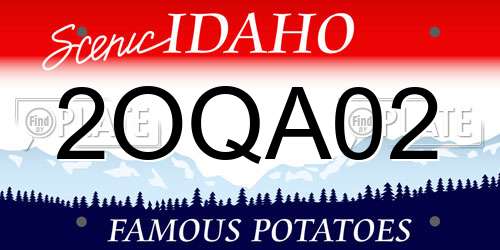 2OQA02 Idaho License Plate