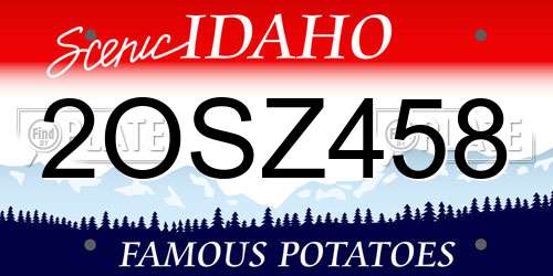 2OSZ458 Idaho License Plate