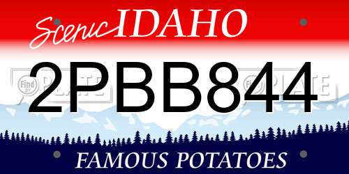 2PBB844 Idaho License Plate
