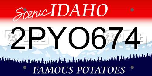 2PYO674 Idaho License Plate