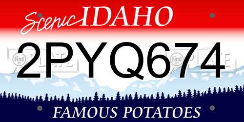 2PYQ674 Idaho License Plate