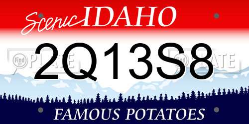 2Q13S8 Idaho License Plate