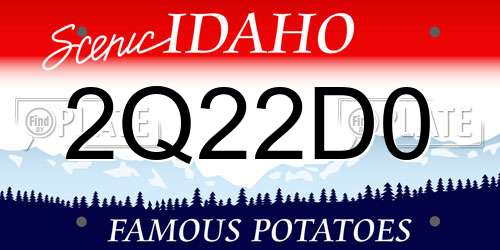 2Q22D0 Idaho License Plate