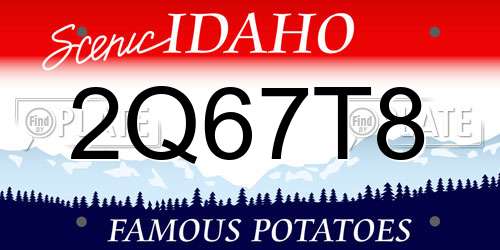 2Q67T8 Idaho License Plate