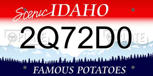 2Q72D0 Idaho License Plate