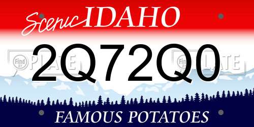 2Q72Q0 Idaho License Plate