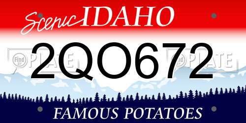 2QO672 Idaho License Plate