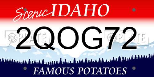 2QOG72 Idaho License Plate