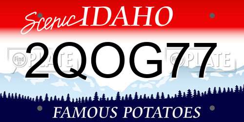 2QOG77 Idaho License Plate