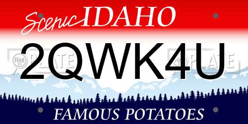 2QWK4U Idaho License Plate