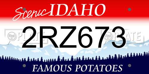 2RZ673 Idaho License Plate
