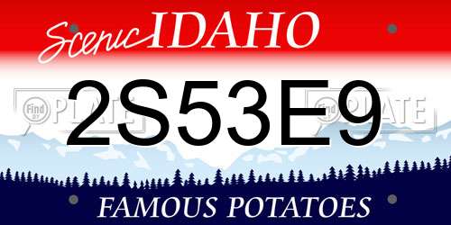 2S53E9 Idaho License Plate