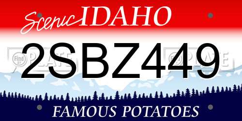 2SBZ449 Idaho License Plate