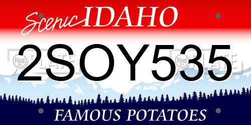 2SOY535 Idaho License Plate