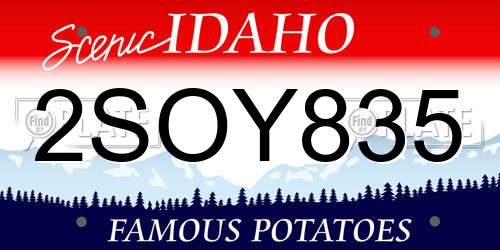 2SOY835 Idaho License Plate