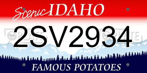 2SV2934 Idaho License Plate