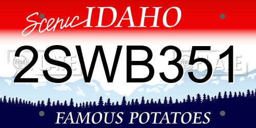 2SWB351 Idaho License Plate
