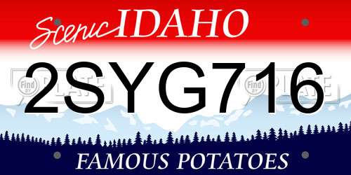 2SYG716 Idaho License Plate