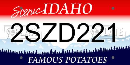 2SZD221 Idaho License Plate