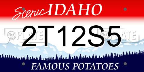 2T12S5 Idaho License Plate