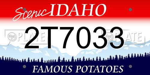 2T7033 Idaho License Plate