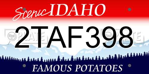 2TAF398 Idaho License Plate