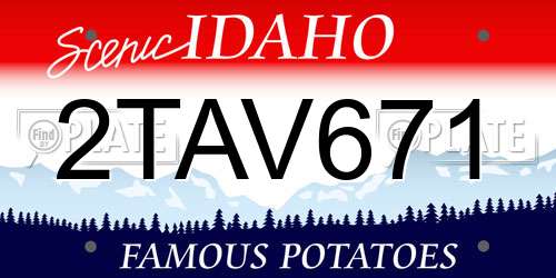 2TAV671 Idaho License Plate
