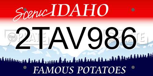 2TAV986 Idaho License Plate