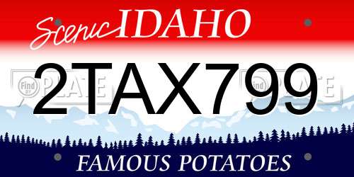 2TAX799 Idaho License Plate