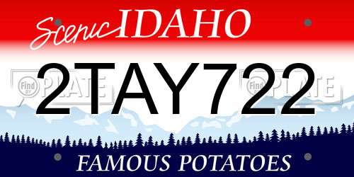 2TAY722 Idaho License Plate