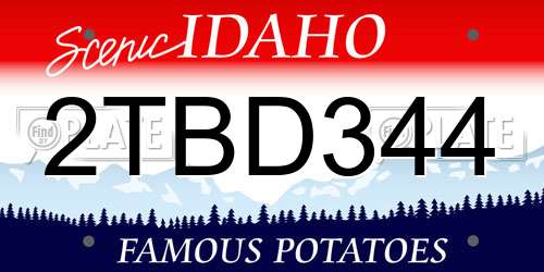 2TBD344 Idaho License Plate