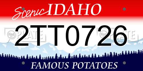 2TT0726 Idaho License Plate