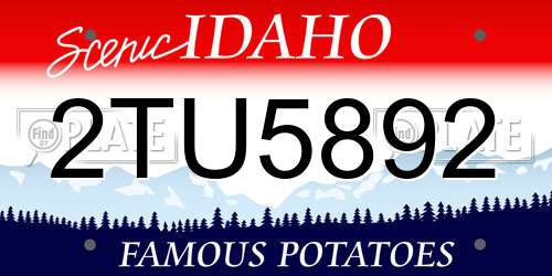 2TU5892 Idaho License Plate