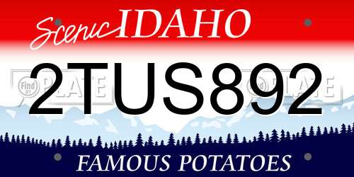 2TUS892 Idaho License Plate