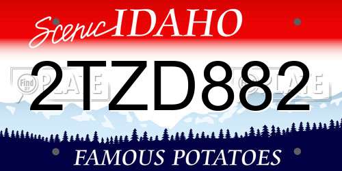 2TZD882 Idaho License Plate