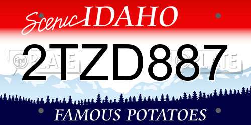 2TZD887 Idaho License Plate