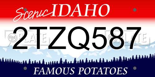 2TZQ587 Idaho License Plate