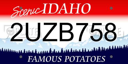 2UZB758 Idaho License Plate
