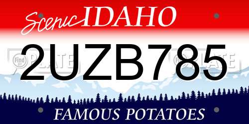 2UZB785 Idaho License Plate