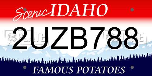 2UZB788 Idaho License Plate